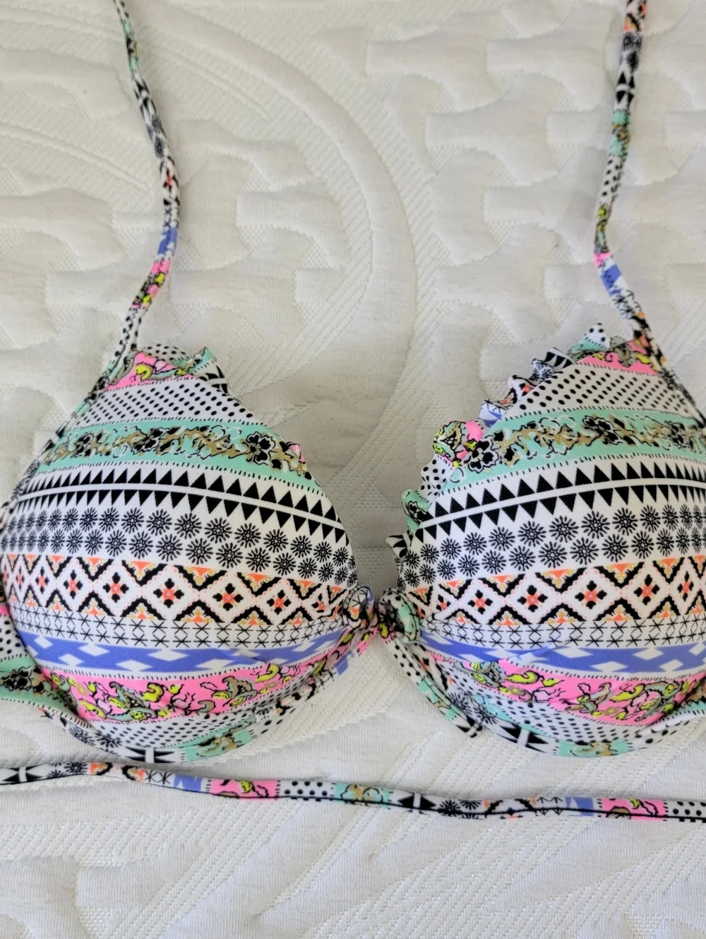 Victoria's Secret Fabulous underwire bikini top multi-colored Geometric Size 34C - Picture 5 of 9